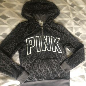 Victoria’s Secret PINK leopard half zip hoodie